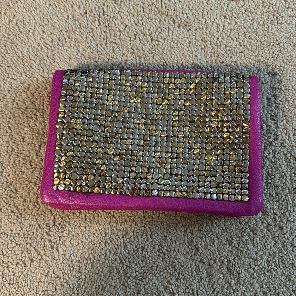 Purple/pink metallic clutch or crossbody